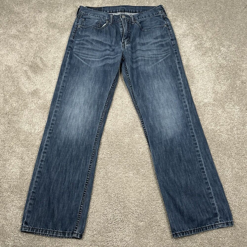 Levis 559 Men 32x31 Relaxed Fit Straight Leg Mid Rise 5 Pocket Black Denim Jean